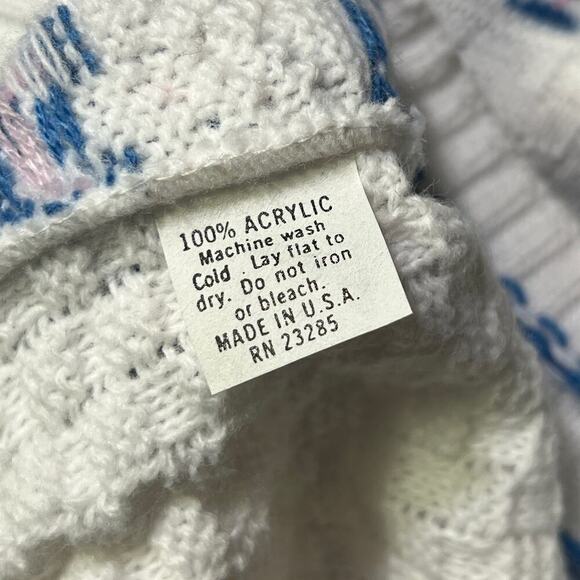 Adele Knitwear VINTAGE Sweater Large XL Boatneck Retro Fall Argyle Cottage Boho - Picture 11 of 12